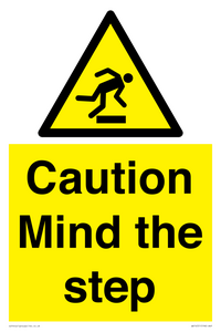 Caution Mind the step warning sign